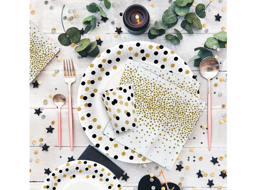 Cupe aniversare Confetti aurii și negre - 250 ml - 8 buc.