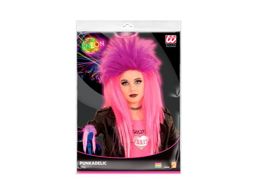 Peruca punk roz neon și mov