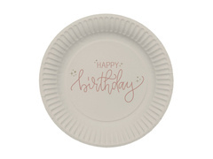 Farfurii bej Happy Birthday - 23 cm - 8 buc.