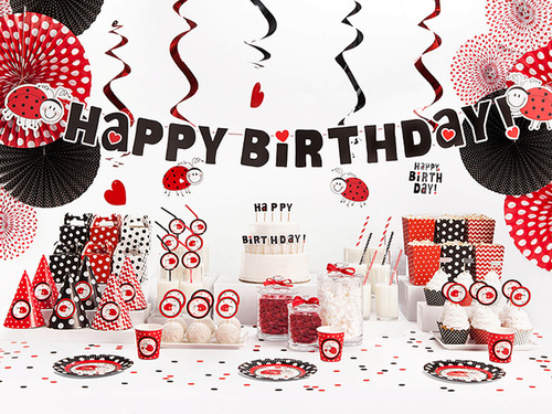 Paie tub roșu cu puncte albe - 10 buc.