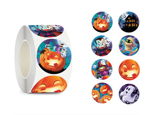 Rola de autocolante Halloween - 200 buc.