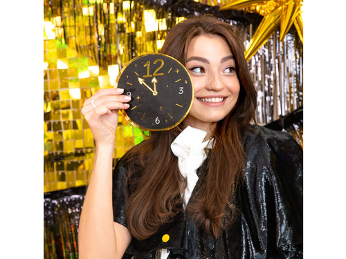New Year's Eve Clock Șervețele de Anul Nou fericit negru - 33 cm - 10 buc.