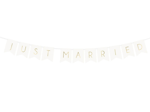 Banner Just Married - alb - 155 cm - 1 buc.