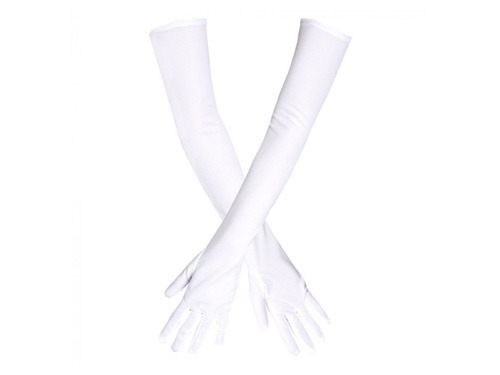 Mănuși de carnaval albe - 60 cm