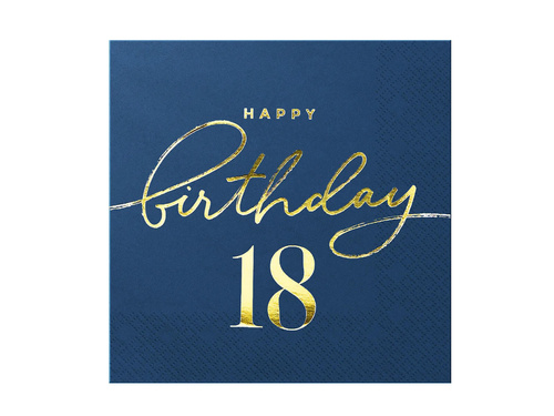 Șervețele pentru a 18-a aniversare albastru marin - 33 cm - 10 buc.