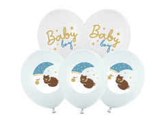 Set baloane din latex pentru băiețel cu ursuleț de pluș - 30 cm - 6 buc.