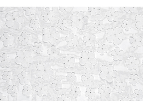 Suport de masă decorat cu flori albe - 26 cm x 5 m - 1 buc.