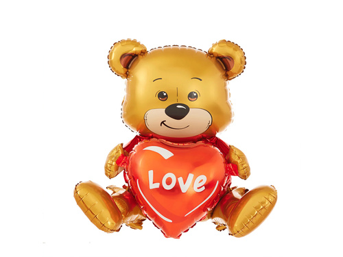 Balon folie ursuleț Teddy cu inimă - 41x50x31 cm - 1 buc.