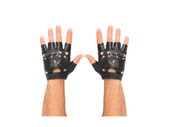 Mănuși fără degete din piele cu crampoane