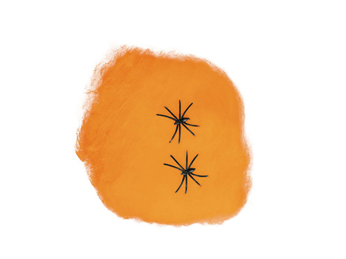 Pânză de păianjen portocalie cu păianjeni pentru Halloween - 100 g - 1 op.