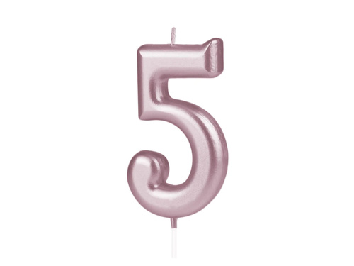 Lumânare cu număr din aur roz - 5 - cinci