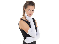 Mănuși de carnaval albe lungi - 50 cm