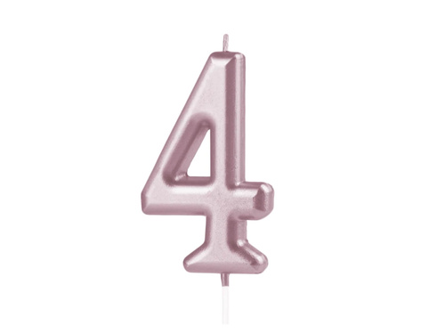 Lumânare cu număr din aur roz - 4 - patru