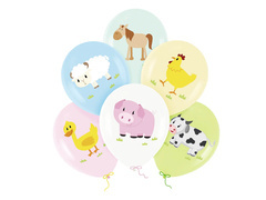 Baloane din latex Animale de fermă - 30 cm - 6 buc.