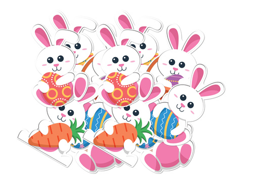 Decorațiuni din hârtie iepuri - 12 buc.