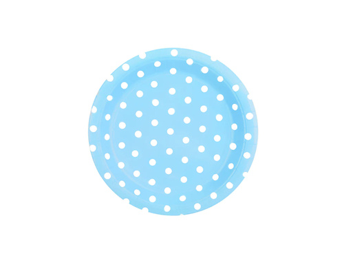 Farfurii de hârtie albastre cu puncte albe - 18 cm - 6 buc.