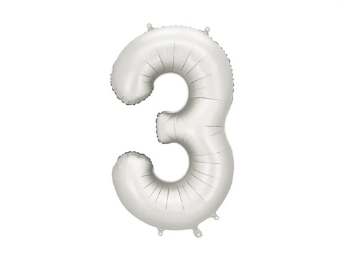 Balon din folie argintiu numărul 3 - 86 cm - 1 buc.