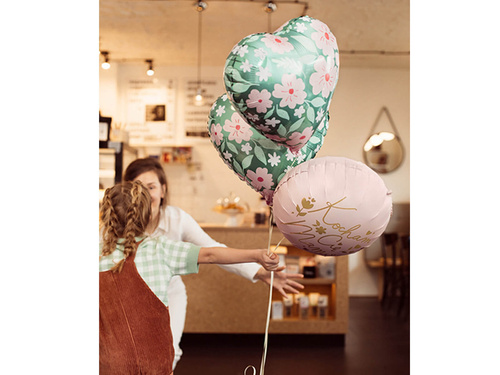 Balon din folie Inimă cu flori - 35 cm - 1 buc.