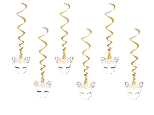 Unicorn aniversare agățat decor - 6 buc.