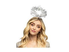 Bentiță argintie halo cu ciucuri