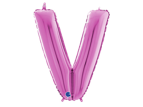 Fucsia litera V balon de folie - 66 cm - 1 buc.