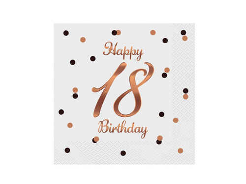 Șervețele pentru a optsprezecea aniversare alb - 33 cm - 20 buc.