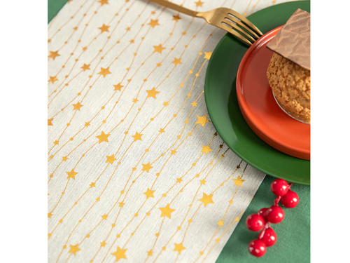 Pânză de masă decorativă Stele aurii - bej - 28 cm x 275 cm - 1 buc.
