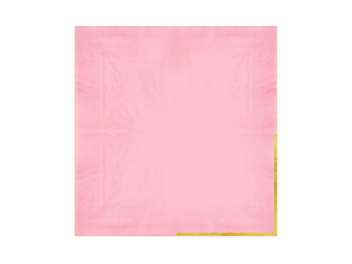 Șervețele de hârtie roz cu margine aurie - 33 cm - 10 buc.