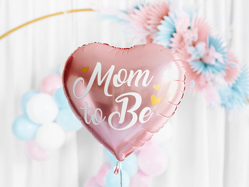 Balon cu folie "Mom to Be" pentru Baby Shower roz - 35 cm - 1 buc.