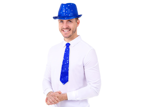 Cravată cu paiete - albastru marin - 36 cm - 1 buc.