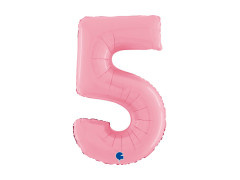 Balon din folie numărul 5 roz pastel - 26" - 1 buc.
