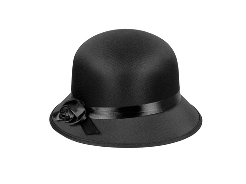 Pălărie neagră cu trandafir - 1 buc.