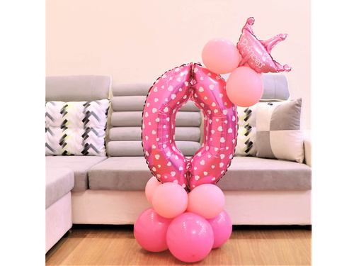 Set de baloane cu numărul zero roz - 15 buc.