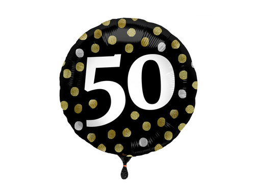 Balon din folie pentru a 50-a aniversare negru - 45 cm - 1 buc.