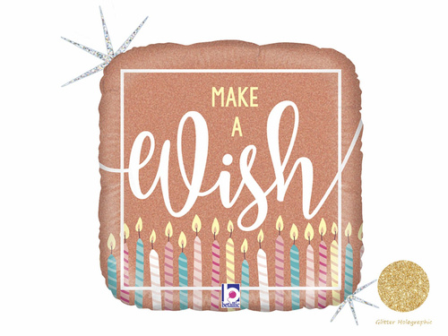 Fă-ți o dorință balon roz cu foiță de aur - 46 cm - 1 buc.