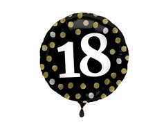 Balon din folie pentru a 18-a aniversare negru - 45 cm - 1 buc.