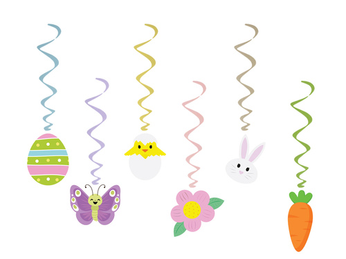 Decor suspendat porci de Paște - 6 buc.