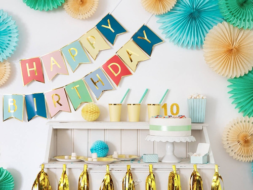 Banner colorat cu inscripția Happy Birthday - 175 cm - 1 buc.