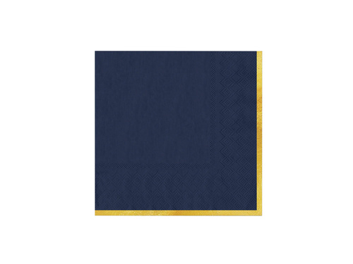 Șervețele de hârtie albastru marin cu margine aurie - 33 cm - 10 buc.