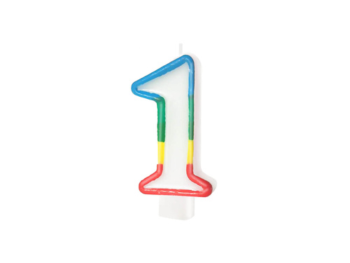 Lumânare numerică cu margine colorată numărul 1 - 8,5 cm - 1 buc.