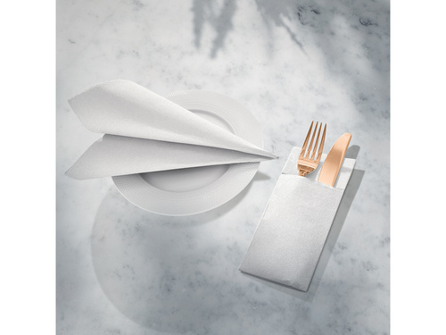 Buzunare pentru tacâmuri Airlaid alb - 40 cm - 25 buc.