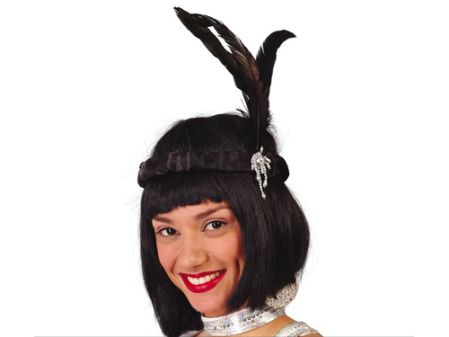 Bentiță retro cu pană neagră - 1 buc.