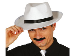 Pălărie de gangster albă cu bordură neagră - 1 buc.
