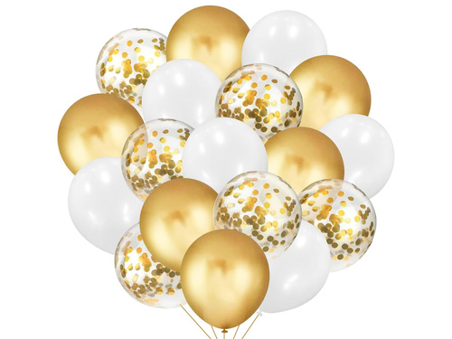 Set de baloane albe și aurii - 26 buc.