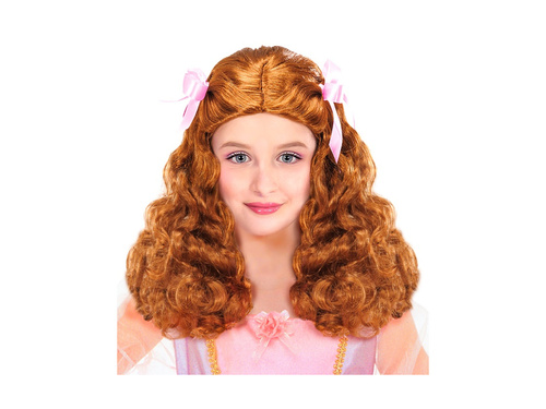 Peruca Gentle Princess cu panglici de satin, maro