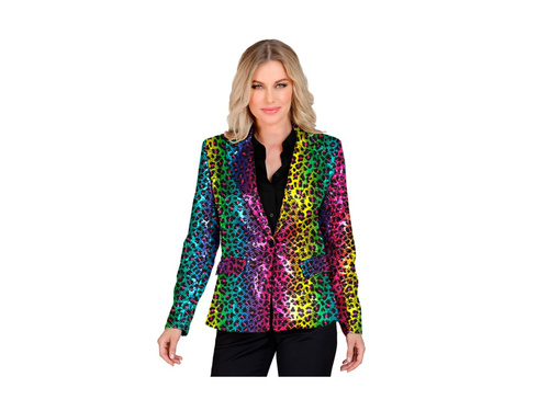 Party Fashion jachetă de petrecere - paiete curcubeu cu imprimeu leopard