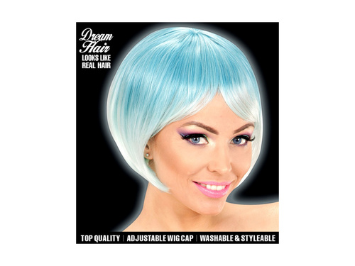 Moda peruca melange albastru și turcoaz