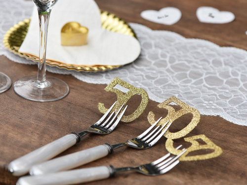 Decorațiune de masă cu sclipici număr 50 - 5 cm - 6 buc.