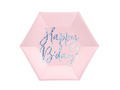 Farfurii aniversare roz strălucitor Happy B'day - 20 cm - 6 buc.