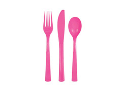 Tacâmuri din plastic roz - 18 buc.